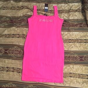 BRAND NEW . BEBE HOT PINK DRESS 🥵 . Body-con dress .